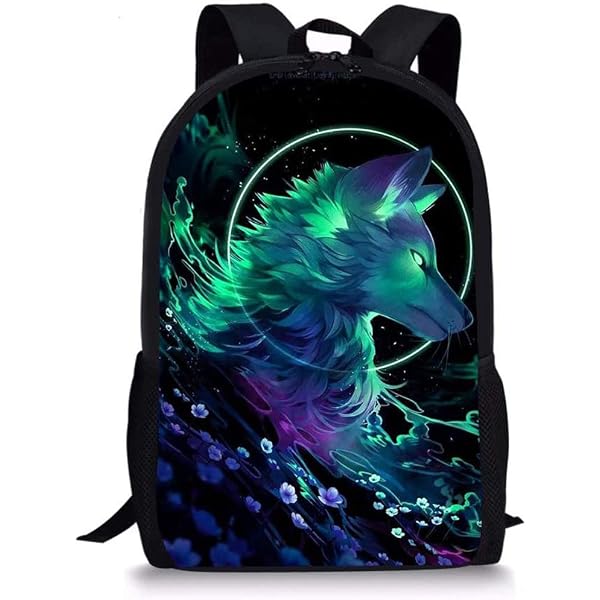 Trousse à Crayons Galaxy Wolf - Grand Format 22x12 Cm, Polyester, Fermeture Éclair - Fournitures Scolaires Cool