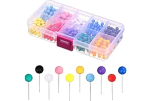 NUDFSY 600 Pcs Map Push Pins Map Tacks Plastic Round Head Tacks with Steel Points, Map Pins with 10 Colors Heads, Office School Supplies for Map Cork Notice Board Marking, with Storage Case