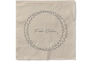 SOVIE HOME Serviette "Frohe Ostern - Happy Easter" aus Tissue 33 x 33 cm, 20 Stück - Ostergrüße Blätterkranz