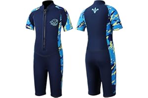 Yikayin Combinaison de Plongée Intégrale/Shorty pour Enfants, 2,5MM Néoprène Combinaison de Plongée pour Garçons et Filles pour la Natation, Plongée, Snorkeling, Surf, Sup
