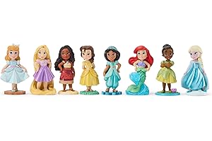 Disney Store Official set di personaggi Principesse Disney, 8 bambole tra cui Cenerentola, Rapunzel, Vaiana, Belle, Jasmine, Ariel, Tiana ed Elsa, collezione Once Upon a Story, 3+