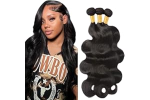Creuost 26 28 30 Pulgada Body Wave Human Hair Bundles Natural Black Cabello humano Extensions Double Weft Unprocessed Brazilain Remy Hair Weave Extension With Minimal Tangle 3 Bundles Total 300g