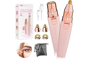 Fresion 2 en 1Epilateur sourcils Electrique Femme - Tondeuse à Sourcils et épilation Faciale, Rasoir Électrique Femme avec Lumière LED intégrée - tondeuse pour le visage et le corps(Couleur rose)