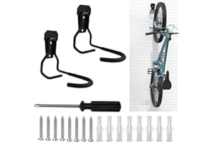 LANSKYLAN 2 Pcs Crochet Velo Mural Support Vélo Mural Vertical Accroche Velo Mural Garage en Fer Crochet Mural Porte Vélo Charge de 35 KG Attache Velo Mural pour Bicyclette Vtt Maison Garage, Noir