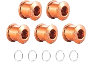 Chooee Tuercas y Tornillos de Plato de Bicicleta, Tornillos M8 para Platos monoplato/Dobles Shimano/SRAM (Rojo/Negro/Azul/Naranja)