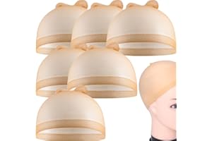EYVRPAU 6 piezas redecilla cubre peluca gorro de nylon transpirable hilo elástico gorro retráctil (color piel)