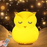 WHA&DARREN Hibou Veilleuse Enfant LED Veilleuse Veilleuse Bébé veilleuse Veilleuse Rechargeable 9 Couleurs Lampe de chevet Ve