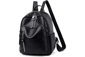 WuXingMeiLi Womens Backpack - Small, Cute Black Pu Leather, Waterproof
