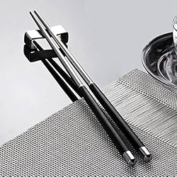 UWILD 5 Paires de Baguettes en Acier Inoxydable de Haute qualité Wild Cadeaux Restaurant Japonais Baguettes Set