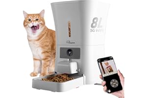 SKYMEE Distributore di cibo automatico intelligente per animali domestici 8L/12L per gatti e cani-supporto 2.4G e 5G WiFi-1080P Full HD Pet Camera Treat Dispenser con visione notturna e audio a 2 vie