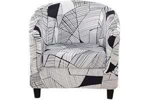 Highdi Sesselschoner Sesselüberwurf mit Elastisch Stretch Husse 2 Stück, Geometrie Club Chair Schonbezug Sofabezug mit hoher Dehnung Sessel für Loungesessel Cocktailsessel (Schwarze Linien)