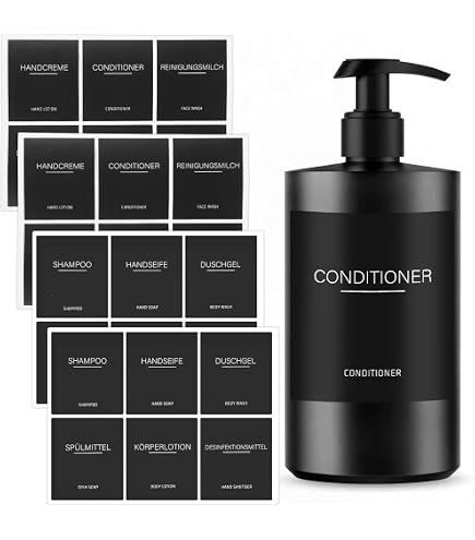 Seifenspender Wandbefestigung, Shampoo Flaschen Zum Befüllen Mit 16 Wasserdichten Etiketten