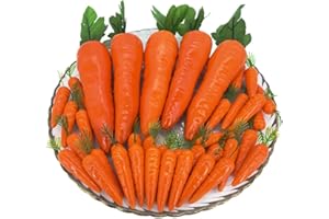 LAIIQI 35Pcs Artificial Carrots,Fake Mini Easter Carrots,Lifelike Foam Carrot Plastic Artificial Vegetables for Party Home Kitchen Decorations