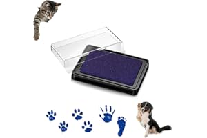 Azwood Cojín de tinta para huellas de perro y gato, almohadilla de tinta segura para mascotas, para cachorros, gatitos, recuerdos, sin caos (tinta azul)