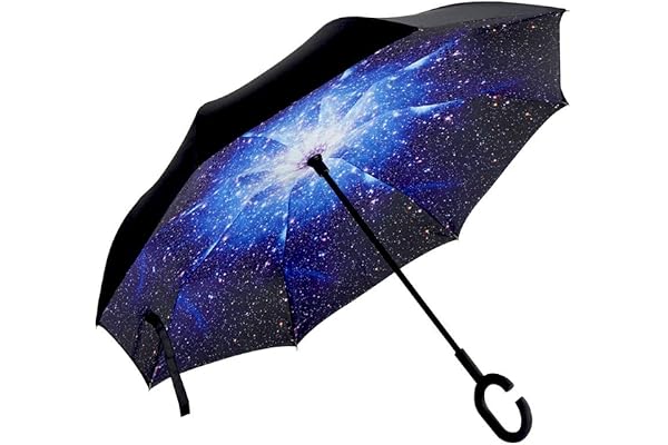 Happytimelol Parapluie Inversé, Double Couche Coupe-Vent, Mains Libres poignée en forme C, Idéal pour Voiture et Voyage