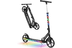 BELEEV V9 Trottinette Enfant de 6 a 14 Ans, Adultes et Adolescents jusqu'à 100 KG, LED Lumineuses Stem & Deck, Pliable et à Hauteur Ajustab, Grandes Roue 200 mm, City Scooter 2 Roues