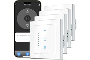CURRYSMARTER Interruptor de persiana de wifi, Interruptor de persiana con LED controlable, temporizador inteligente para persianas, control de persiana compatible con Echo Alexa/Google, 4 piezas