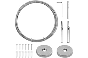 CATIME Zestaw prętów do zasłon 5M, kompletny zestaw drutów do zasłon, lina ścienna, drut do zawieszania ze stali nierdzewnej do wieszania zasłon na ubrania