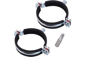 SKIR'CO Abrazaderas de tubo con revestimiento de goma para tubos de 75-80 mm, montaje en pared y techo (2 unidades, negro)