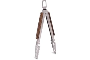 Dropkick Your Old Tongs, GRILLHOGS 9-Inch Barbecue Tongs Are the Only Equipment That Can Handle Your Massive Meat, Polished Stainless Steel + Premium Walnut Grip BBQ Tongs, Premium Grill Tongs