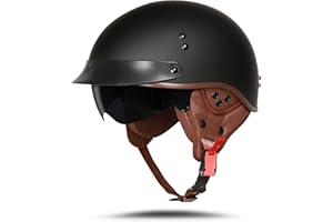 BOSERMEM Motorradhelm Mit Schutzbrille DOT/ECE-Zugelassen, Jethelm Roller-Helm Scooter-Helm Moped Mofa-Helm Chopper Vintage
