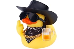 BOXOB 2pcs Rubber Duck Car Ornaments, Funny Western Cowboy Ducks with Hat Glasses Yellow Rubber Ducky for Car Dashboard Decoration Accessories Office Gifts