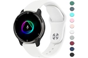 Mugust Armband für Garmin Venu/Venu 2 Plus/Venu Sq/Venu Sq 2 Music für Damen Herren, 20mm Silikon Armbänder Classic Sport Ersatz Uhrenarmband für Garmin Venu Sq 2 Armband, Weiß