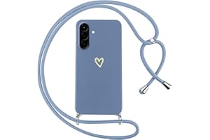 Oelrstfe Handyband für Samsung Galaxy A26 Hülle mit Band Herz Motiv Handyhülle für zum Umhängen Silikon Stoßfest Ultra Dünn Weich Schutzhülle mit Kordel Necklace Kette Love Muster Case,Blau