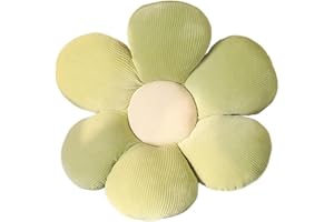 LATRATPoduszka tatami podłogowe w kształcie kwiatu, dekoracja do siedzenia, na podłogę, dla pokoju, śliczna pluszowa poduszka do sypialni, na sofę, krzesło, zielona i biała, 40x