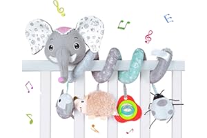 Jinchelle Giocattolo a Spirale per Culla, Giocattolo per Passeggino, Spirale attivita Giocattolo per Neonato Bambinif (Elefante - Grigio)