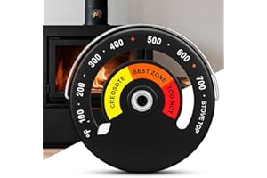 NUTKIT Termometro Magnetico per Stufe a Legna, con Quadrante Grande, Termometro Magnetico per Stufa e Bruciatore di Legna, per Stufe a Gas, Fornelli, Stufe a Pellet - Semicerchio