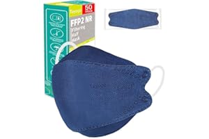 ‎TAYOGO Tayogo 50 Stück FFP2 Maske Atemschutzmaske 5-Lagen hygienisch einzelverpackt Mundschutzmaske Atemmasken 5 Schichten einzelner gepackter Gesichtsschutzmaske schwarz gefärbt weiß (Blauer Fisch)
