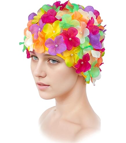 Cuffia Da Nuoto Donna Con Fiori - Stile Retro, Per Piscina E Spiaggia - Foto 4