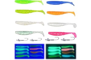 ‎NJORD KALASTUS Njord Kalastus Selbstleuchtende Gummifische mit Jigkopf Set 7,5cm UV Aktiv | Raubfisch Kunstköder für Zander, Barsch, Hecht, Forelle