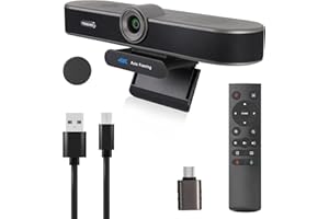 TONGVEO 4K Webcam mit Mikrofon und Lautsprecher, 4X Digitalzoom, ePTZ Videokonferenz Webkamera mit Fernbedienung, für Desktop,AI-Auto-Framing, Streaming, Homeoffice, Kamera für Zoom, Skype