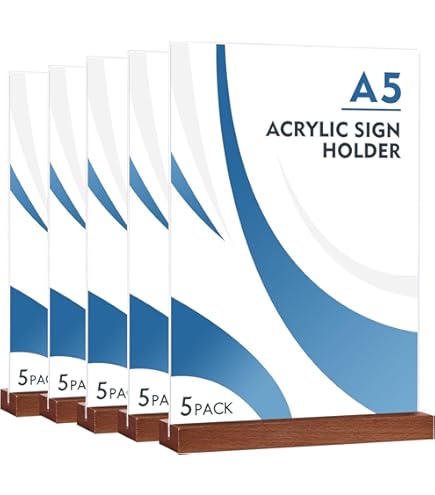 RAYNEAY A5 Acrylic Sign Holder, 4 Pack T-Shape A5 Perspex Display Stand - View #9