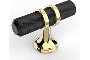 Coinkoly 10 Pack Matte Black and Gold Cabinet Knobs Single Hole Drawer Knobs Cupboard Knobs Wardrobes Knobs UK0002