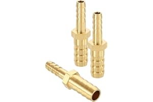 sourcing map 1pcs 8mm to 4mm Brass Hose Barb Fitting Metals Splicer Mender for 3D Printing, Air Compressor, CNC Machine, Dies