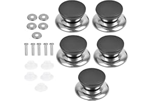 JOYAN Pomello Coperchio Pentola 5 Pezzi Plastica Pan Pot Coperchi KnobTondo Nero Pomello Universale di Ricambio Manopole di Coperchio da Cucina con Viti Per Coperchi di Padelle, Bollitore, Pentole e Tegami
