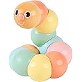 Classic World Wooden Twist Caterpillar Pull Toy, Flexible Colourful Worm for Babies, Toddlers, Kids, Develops Fine Motor Skills and Color Recognition, 25 cm, 1 Year+, Pastel Colors