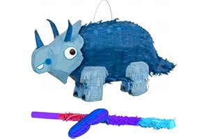 BARCODE BARGAINS Triceratops Dinosaur Piñata set (48cm x 29cm) -Includes buster and Blindfold - Fill with your own Toys