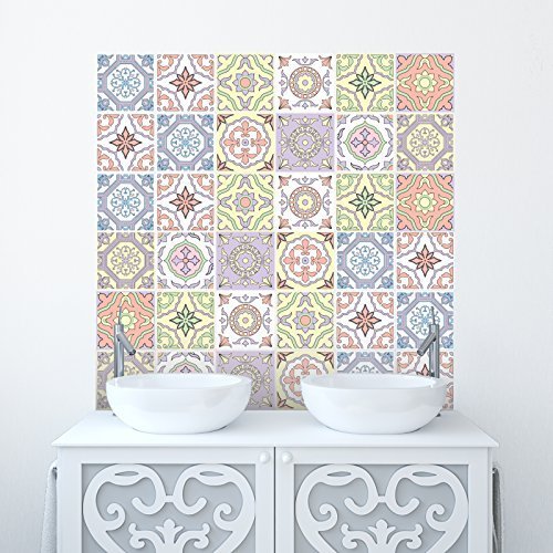 Traditionell Kachel Aufkleber Transfers für die Küche, 150mm x 150mm Badezimmer und Möbel HEIMWERKEN 3 farboptionen - Vintage, Blau & Pastell - Pastell, Pack of 70