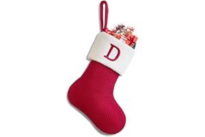 Sleeleece Weihnachtsstrumpf Personalisiert Nikolausstrumpf 22 cm,Christmas Stockings,Nikolausstiefel zum Befüllen Weihnachtsstrumpf Geschenkbeutel Weihnachtsbaum Anhänger Weihnachtsdeko Weiß & Rot D
