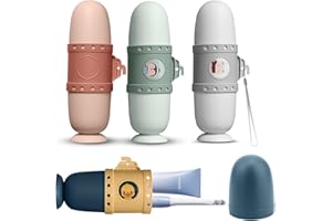 LEKEFETO - Juego de 4 estuches de plástico para cepillos de dientes, juego de viaje para niños, vasos de viaje portátiles para cepillos de dientes para camping, viajes de negocios, casa y escuela,