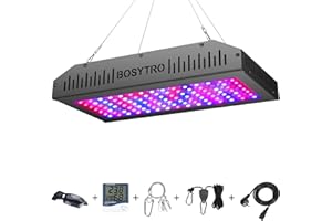 BOSYTRO Lampada di Coltivazione LED 1200W Doppio Interruttore Luce per piante Spettro Completo per Indoor Piante Giardino per Verdure e Fiori, con Termometro Monitor Umidità Corda di sollevamento regolabile