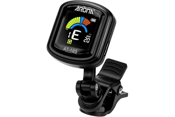 AROMA Accordeur de guitare à pince Rechargeable Accordeur Chromatique pour Guitare, Basse, Ukulélé, Violon, Mandoline