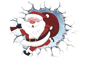 ANHUIB 3D Finestra Porta Decorazione Natalizia,Adesivo da Parete 3D Babbo Natale,Adesivi da Parete Natale per Soggiorno,Adesivi Natalizi per Porte,Adesivi Murali Natalizie,Natale Decorazioni Casa