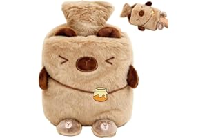 SPIRITZOHIC Capybara Hot Water Bottle, 1L Capybara Hots Water Bag with Plush Cover Large Leakproof Hots Waters Bottles Cute Cartoon Hand Warm Waters Bag Hotwater Bottle for Cold and Hot Compress