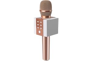TOSING 008 Microfono Karaoke Bluetooth wireless, volume maggiore 10W, più basso, 3-in-1 Microfono portatile con doppio altoparlante per Android/PC (Oro rosa)