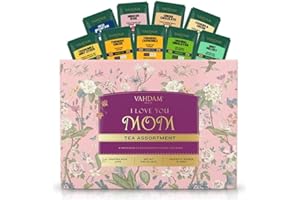 VAHDAM, Édition limitée – Cadeaux de thé pour maman 2026 | Coffret cadeau du Nouvel An pour maman | Pack de 9 thés différents